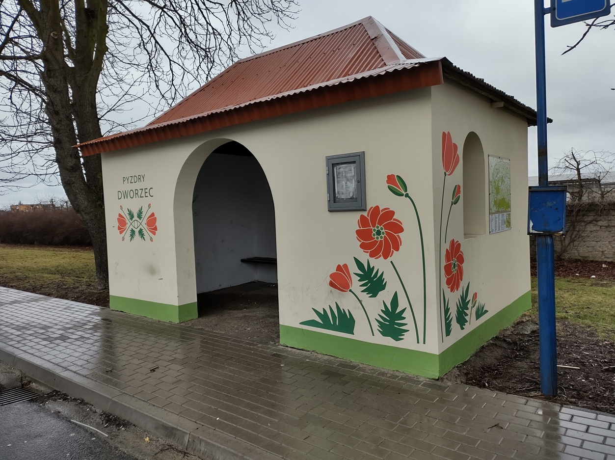 Mural 1. na dworcu autobusowym w Pyzdrach